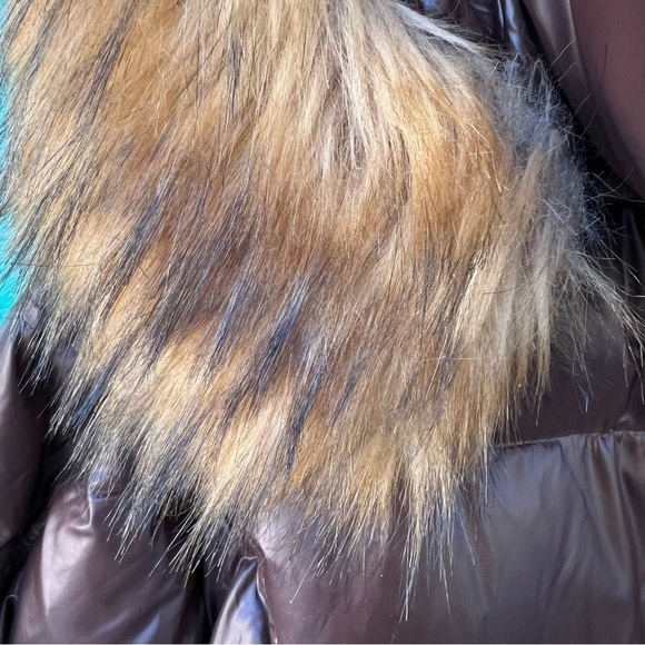 S13 New York Brown Down Puffer Jacket Faux Fur Hood XL NWT Cozy Winter Coat - Picture 5 of 14